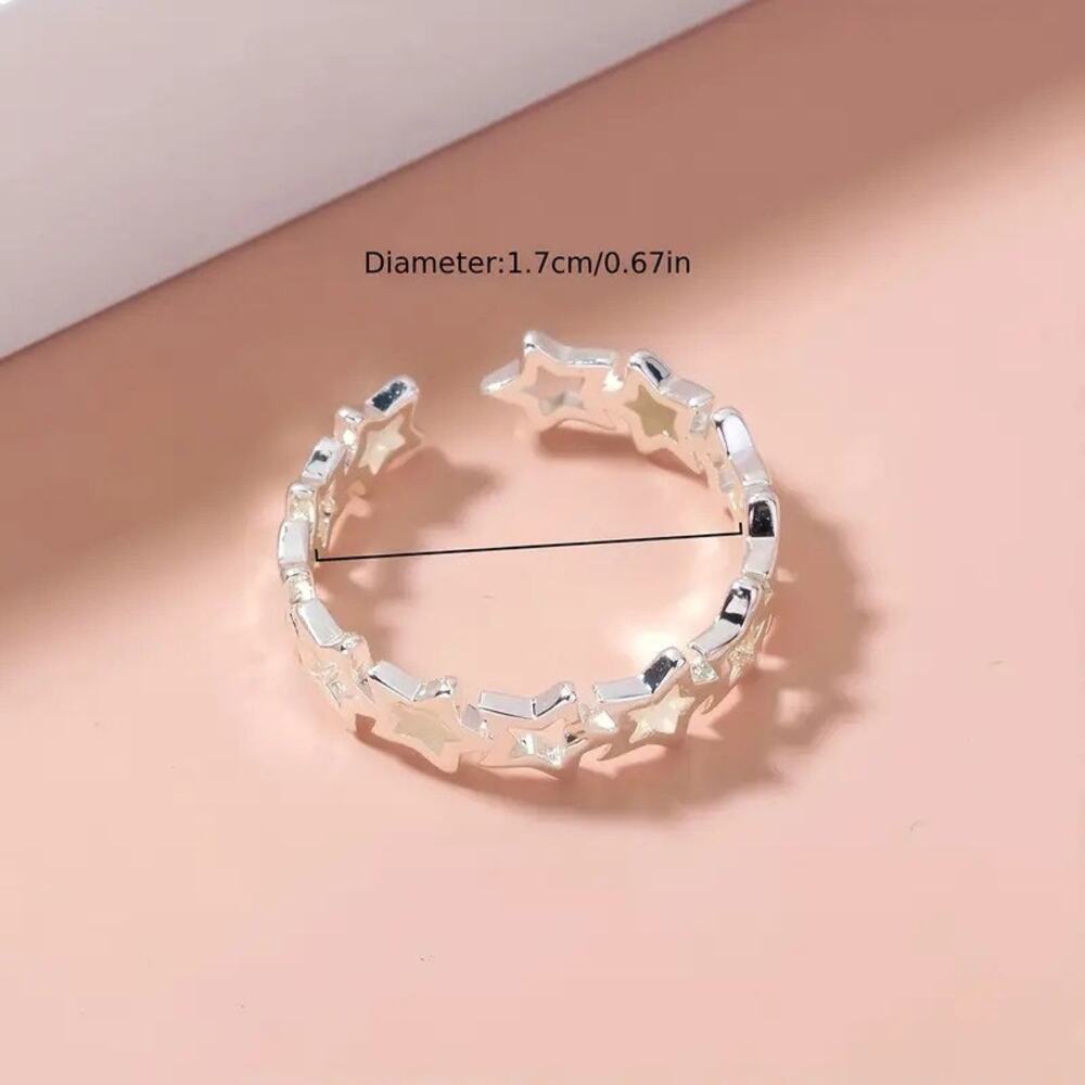 Copper Five-pointed Star Blue Glow in the Dark Luminous Ring - Adjustable